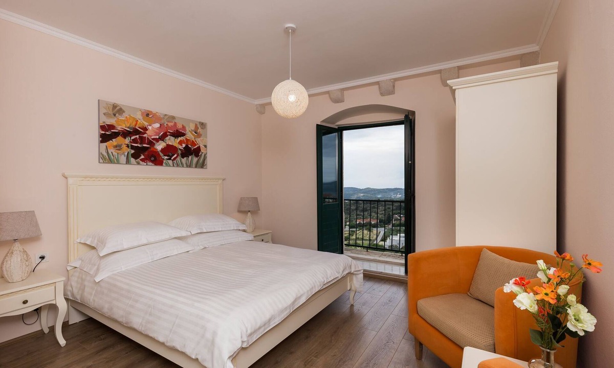 Orasac Apartment | Apartment&Rooms Savonari - Superior Double Room with Balcony and Sea View (Soba 1)