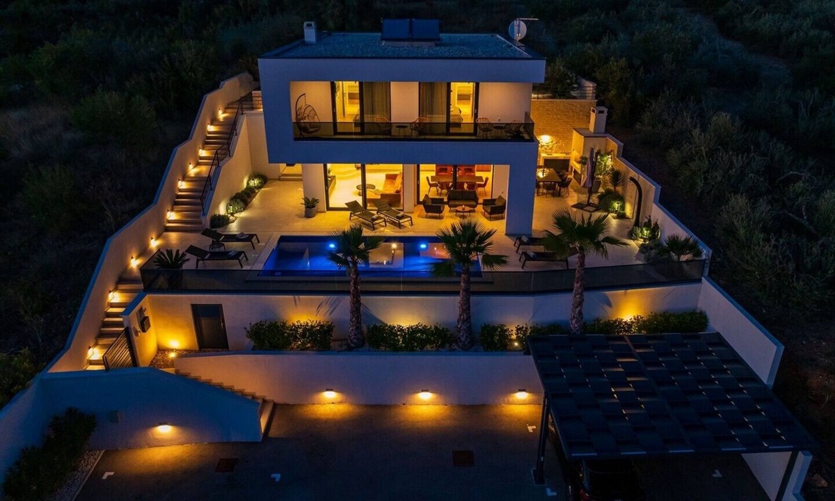 Posedarje Villa | Luxury Villa Spectrum pool 32m2 sauna, family, sea view, bbq