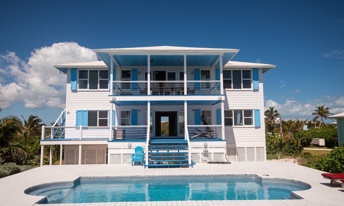 Hope Town House | Oceanfront Beauty 6 KING beds/6 baths! Big Pool and Volleyball Court In Front yd