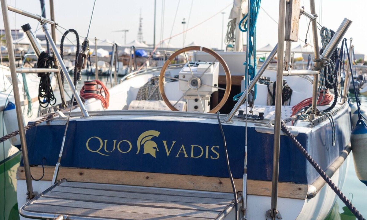 Bisceglie Boat Rental | "Quo Vadis Yacht" in Bisceglie Harbor with Sea View, Private Terrace, and Wi-Fi