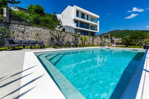 Veprinac Villa | Villa K Opatija with a heated pool, gym, sauna, astonishing sea view