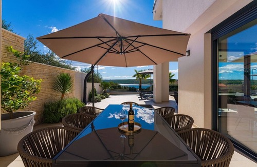 Posedarje Villa | Luxury Villa Spectrum pool 32m2 sauna, family, sea view, bbq