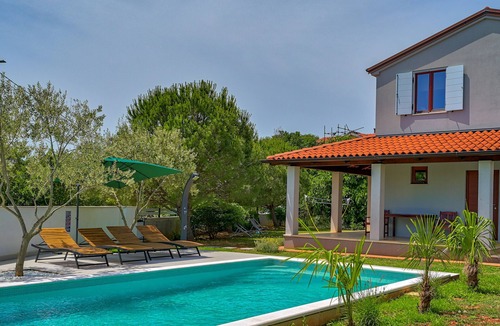 Krnica House | Modern house in a quiet location with a fenced garden, porch and private pool
