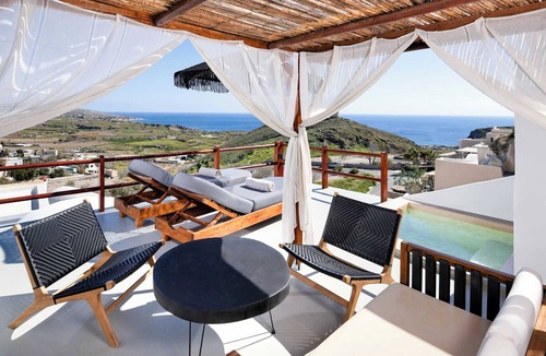 Akrotiri Apartment | Santorini Rooftop Hot Tub Suite w/Panoramic Views