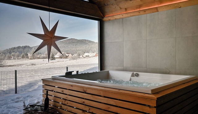 Family mountain retreat with jacuzzi, sauna, playground, and stunning forest views.