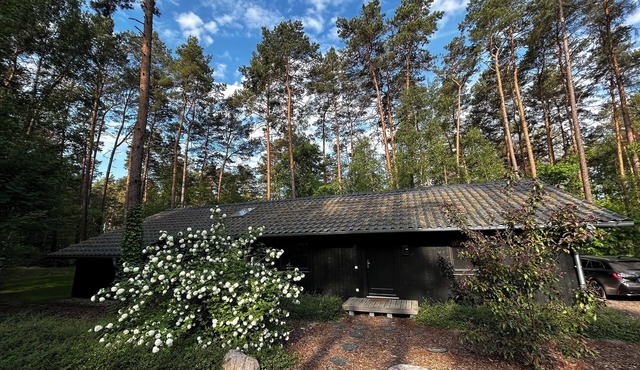 Quiet forest house by a small bathing lake