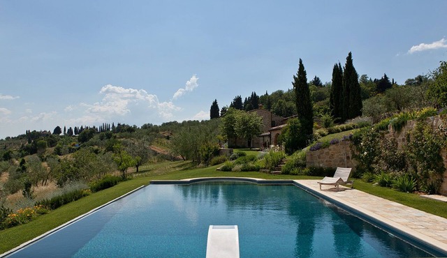 Rustic farmhouse with beautiful pool, gardens and views in central Tuscany
