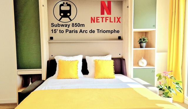 Stylish Stay Near Paris - 850m to Subway RER A - Netflix 1BR-4P