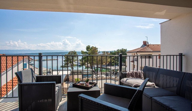 Two bedroom apartment with terrace and sea view Porat, Krk (A-19349-b)