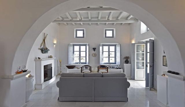 Villa Asteras in Paros, privacy, private land, open view, stone built