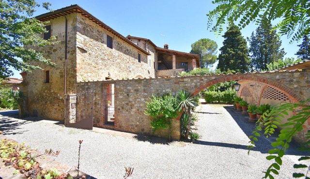 Villa in Chianti near Siena, view of garden and private pool
