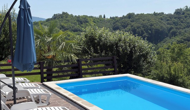 Wooden house with pool and views of Medvednica and vineyards